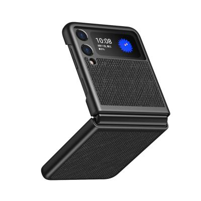 China Shockproof Cross Texture Coque For Galaxy Z Fold 2 Inclusive Protective Leather Flip3 Cover For Samsung Z Flip 3 Phone Case for sale