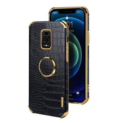 China Shockproof For Redmi Note 9s Luxury Crocodile Texture Metal 8 10 Ring Stand Leather Back Cover For Xiaomi Redmi Note 9 Pro Max Case for sale