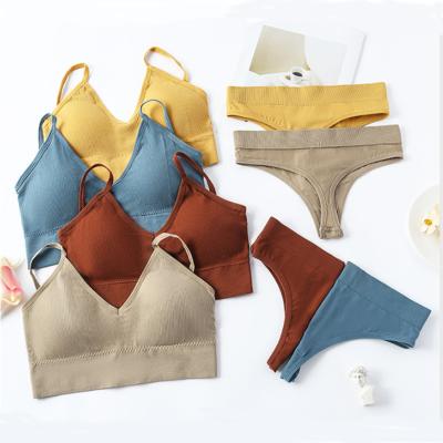 China 2022 QUICK DRY new no steel ring bra triangle cup pants and panty set bra and bra set sexy lingerie for sale