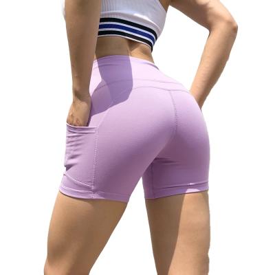 China Factory Breathable Chinese Woman Fitness Pocket Indoor Yoga Shorts New Breathable Quick-drying Elastic Workout Yoga Shorts for sale