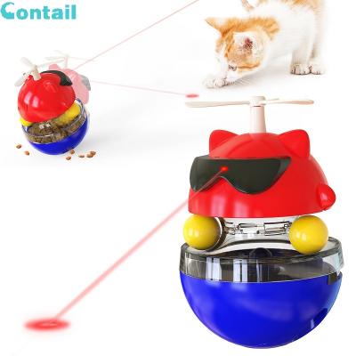 China Sustainable Amazon Multi-Function Roller Ball Tumbler Electric Food Dispensing Feeder Interactive Laser Cat Toy for sale