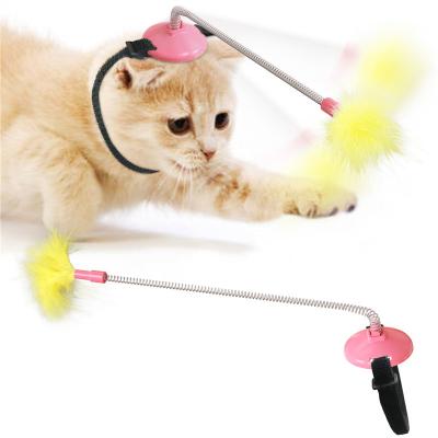 China Viable Funny Kitten Collar Spring Auto-hyping Foot Walking Cat Teaser Wand Toy for sale