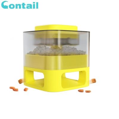 China Automatic Slow Catapult Square Doggie Food Dispenser Toy Intelligent Training Treat Dog Pet Driver Toys for sale