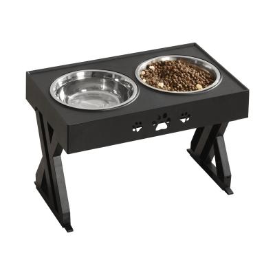 China Adjustable Viable Dog Feeding Station, Wholesale 20cm Stainless Steel Dog Bowl Double Pet Bowls for Food and Water for sale