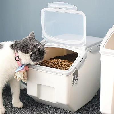 China Wholesale Viable Pet Food Bucket, PP Food Container Box Cat Dog Pet Grain Storage Moisture Proof Sealing Barrel for sale