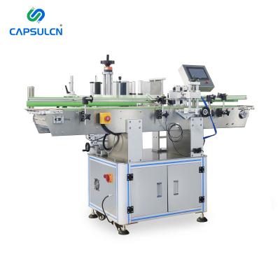 China T-21200 Food Jar Wine Water Bottle Automatic Double Sided Rolling Round Labeling Machine Equipment for sale