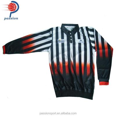 China Custom Made Black Orange Referee Hot Sales Stripes Hockey Shirts Breathable With Rib Cuff for sale