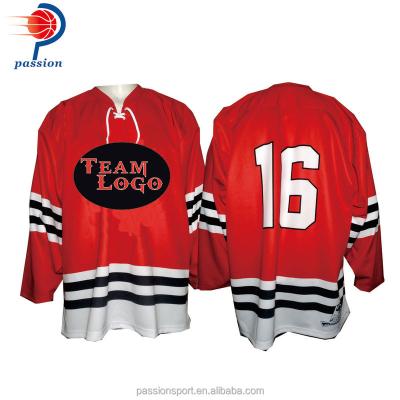 China Shirts & Top Sublimation Printing Lace Up Ice Hockey Tank Top With Custom Logo for sale