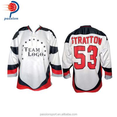 China Breathable 100% Polyester Team Field Hockey Jersey Men Sublimation Ice Hockey Uniform Top Quality for sale