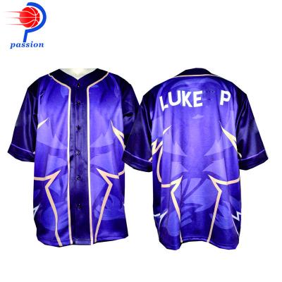 China Breathable High Quality Buttons Down Game E Sport Baseball Tank Tops 220gsm Purple Visual 100% Polyester for sale