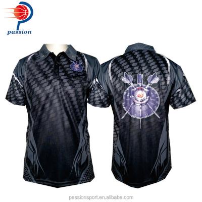 China Passion Underwater Sportswear Anti Shrink Fully Custom Design Black Dart Shirts With 100% Polyester for sale