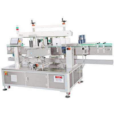 China Automatic CLOTHING Label Sticking On Plastic Jar Two Sides Labeling Machine for sale