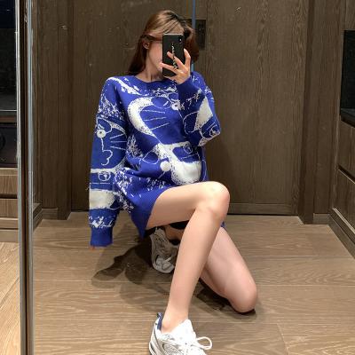 China One-stop custom Anti-wrinkle Korea Europe cartoon pullover sweater many styles Cute sweet graffiti long embroidery for women for sale