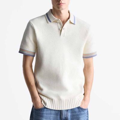 China Anti-wrinkle Yunxun Polo Shirt Man Top Custom Made Wholesale Logo Cotton Knitted Men Lightweight Striped Sleeves Polo Sweater for sale