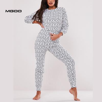 China MGOO Black QUICK DRY Polka Dot Loungewear Pajama Onesie Women Customized Drawstring Waist Onesie Pajamas for sale