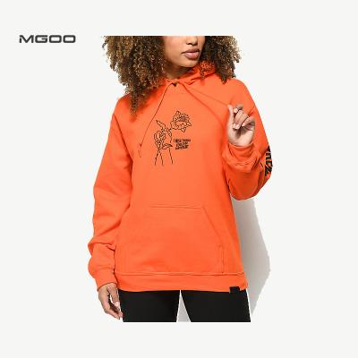 China MGOO High Quality Custom Anti-Shrink Pattern Pullover Women Orange Loose Hoodies for sale