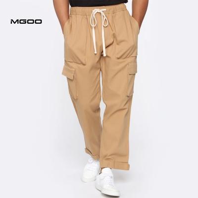 China MGOO Anti-Static Customized Mens Cargo Pants Streetwear Plain Jogger Pants Ankle Tie Bottoms for sale