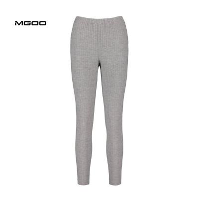 China MGOO Women's Anti-pilling Soft Rib Lounge Joggers Solid Color Custom Lounge Pants Cotton Spandex Knit Pajama Pants for sale