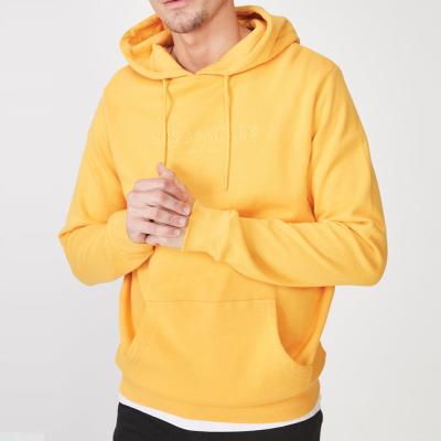 China Anti-pilling Heavy Cotton Hoodies Shear Fitted Sweatshirts With Hood Yellow Embroidery Hoodies for sale