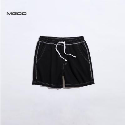 China Custom Anti-Wrinkle MGOO Men's Contrast Dot Black Board Shorts 100% French Cotton Terry Casual Shorts for sale