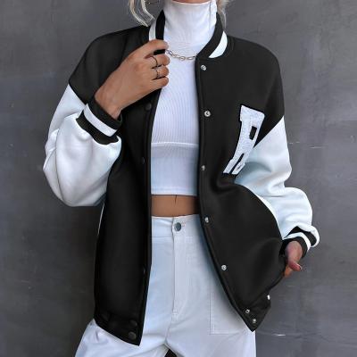 China QUICK DRY Letter Patched Drop Shoulder Women Baseball Jacket Custom Embroider Logo Varsity Baseball Coat for sale