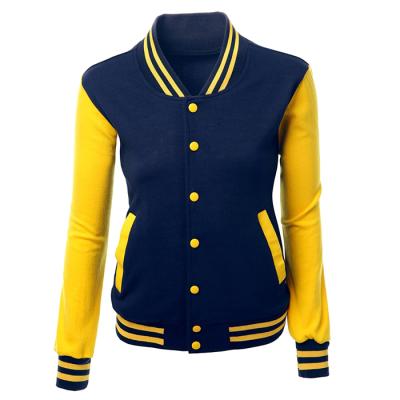 China QUICK DRY women's stylish color contrast sheath long varsity jacket baseball jacket college jackets for sale