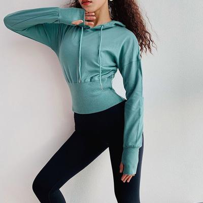 China Anti-Wrinkle Running Gym Sweatshirts Women Cotton Fitness Hoodie Yoga Shirts Hooded Pullover Femme Clothing for sale