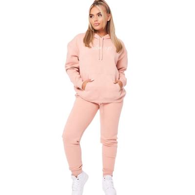 China Anti-pilling 2021 winter hoodie women fleece sweatpants and hoodie 2 piece set for sale