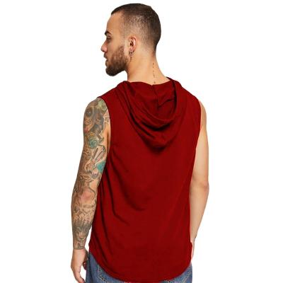 China Chinese Street Fashion Anti-wrinkle Suppliers Solid Color Sleeveless Hooded T-shirt for sale