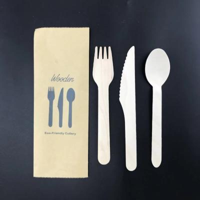 China HLTLD 140mm Sustainable Wooden Spoons Forks and Knives Flatware Travel Sets From Wholesale for sale