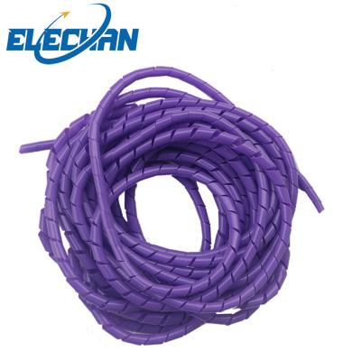 China Purple PE Cable Management Pipe Wire Wrap Spiral Wrap Line Sprial Coiled Tube Wrapping Tapes for sale