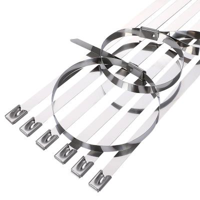 China Self-lock 10.0mm High Strength Stainless Zip Ties Multi Size Stainless Steel Cable Ties for sale