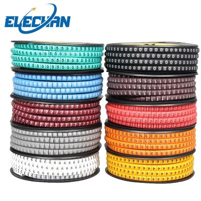 China Soft High Quality Yellow White PVC CEJ Cable Marker Number Cable Markers EC-0 EC-1 EC-2 EC-3 Cable Label for sale