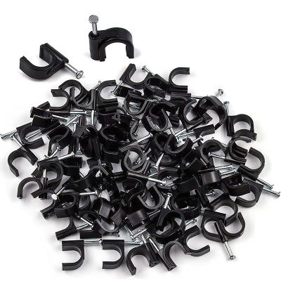 China Circle plastic wire clips for wall pe type fixed black plastic wire clips around 14mm cable ties for sale