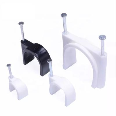 China C shape plastic circle plastic cable tie size, R shape cable tie clips with nail 17MM for sale