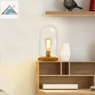 China Dome Dresser Oval Glass Bamboo Table Lamp Shade Wood Lampshade With LED Filament Retro Edison Bulb Display Smart Home Design Decor Living Room for sale