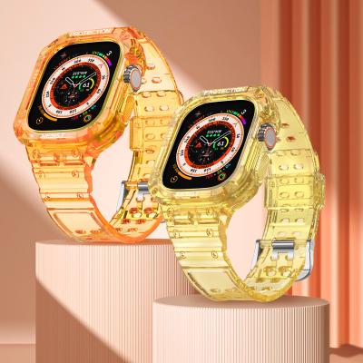 China Fashion\Dress Luxury Popular Apple watch strap Glacier 7/8 generation 42 43 44 Watch tpu transparent integrated iwatch Apple strap for sale