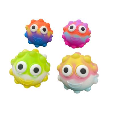 China New Style Silicone 7cm 3D Round LED Push Bubble Noise Shaker Ball Strain Balls Shake Toys for sale