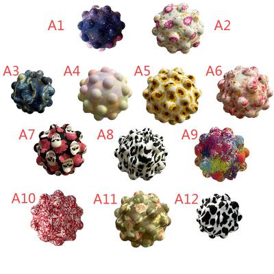 China Wholesale Full Color Printed Sensory Busy Person Toy Pop Fidget Balls Silicone Busy Person Round 3D Push Bubble Ball for sale