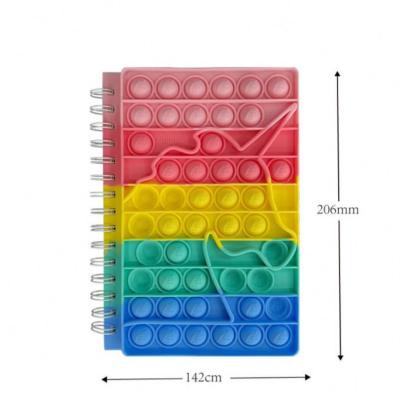 China Hot Selling Amazon Unicorn Silicone Pop Cover Notebook Soft Cover Kids Back to School Busty Person Toys Pop Bubbles Pop Notebook for sale