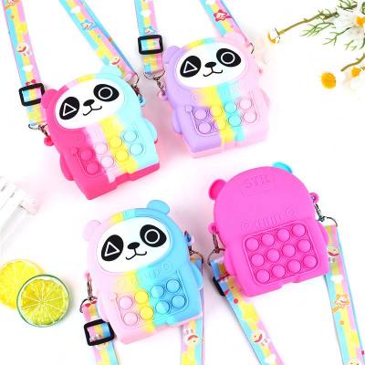 China 2021 New Silicone Relaxation Noise Cross - Body Bag Panda Design Push Bubble Pop Sensory Busy Person Shoulder Bag for sale