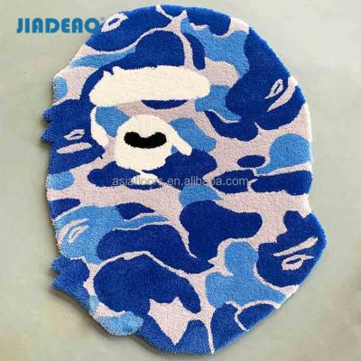 China Washable High Quality Resume Blanket Custom Design Die Cut Custom Handmade Logo Area Bape Pirate Captain Plush Animal Blanket Plush Rug Design for sale