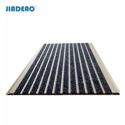 China Washable Recessed Aluminum Floor Mat With Carpet Stripes Commercial Dirt Trap Entrance Insert for sale