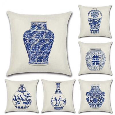 China Chinese style anti mite cushion inc. Dust Covers Blue And White Porcelain Printed Seat Home Decor Stylish Tiles Cases Sofa Car Cover for sale