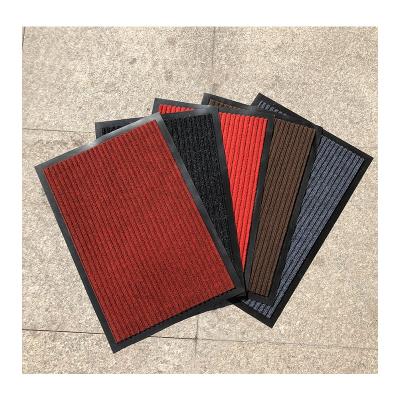 China Washable Hot Sales Classic Entrance Anti-Slip Double-Ribbed Welcome Door Mat With PVC Backing Outside Cover for sale