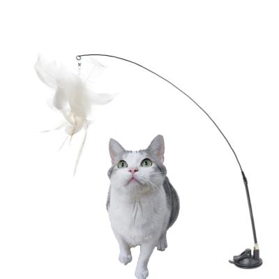 China Auto Play Cat Stick Toy Handle Game Self-Play Suction Cup Cat Teaser Toy for sale