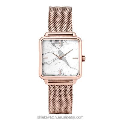 China Day/Date ODW Quartz Watch Custom Sapphire Glass All Stainless Steel Square Watches Dial Rose Gold Marble Wrist Watch for sale