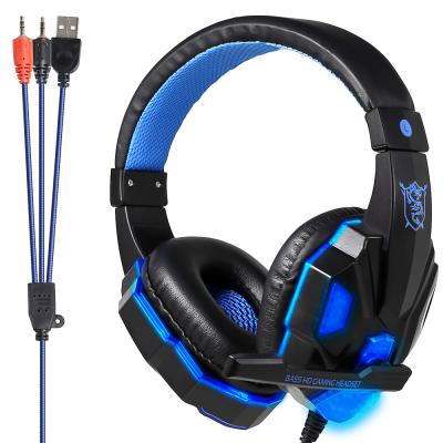 China Hot Selling New LED Headband Over-ear Computer Gaming Headphones With Microphone For Gaming Headphones for sale