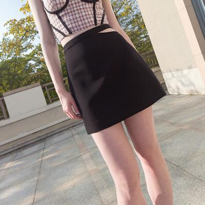 China Summer Breathable Solid Short Elegant Black Women Zipper Women's Short Skirt for sale