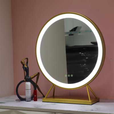 China DP226 Illuminated Table Type Round LED Mirror For Makeup Bedroom for sale